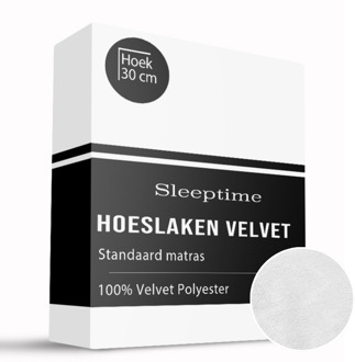 Sleeptime Velvet hoeslaken 180 x 200 cm - Wit