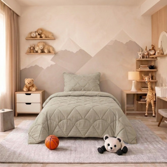 Sleeptime Wasbaar Kids Lazy Dekbed Zonder Overtrek - Zonder Overtrek - Velvet - Taupe Grijs - Dekbed-Discounter.nl