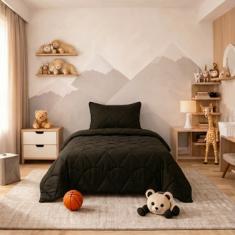 Sleeptime Wasbaar Kids Lazy Dekbed Zonder Overtrek - Zonder Overtrek - Velvet - Zwart - Dekbed-Discounter.nl