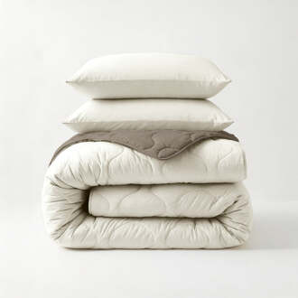 Sleeptime Wasbaar Lazy Dekbed Zonder Overtrek - Zonder Overtrek - Crème Kaki - Dekbed-Discounter.nl