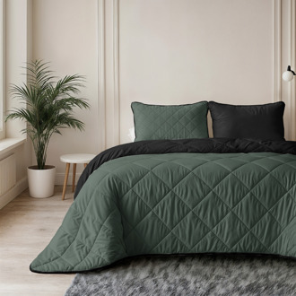 Sleeptime Wasbaar Lazy Dekbed Zonder Overtrek - Zonder Overtrek - Double Face - Groen Zwart - Dekbed-Discounter.nl