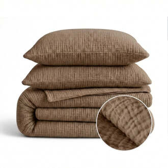 Sleeptime Wasbaar Lazy Dekbed Zonder Overtrek - Zonder Overtrek - Katoen Mousseline - Donker Taupe - Dekbed-Discounter.nl