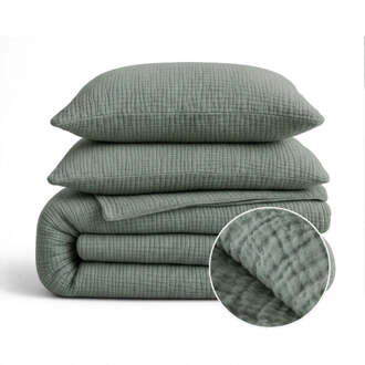 Sleeptime Wasbaar Lazy Dekbed Zonder Overtrek - Zonder Overtrek - Katoen Mousseline - Groen - Dekbed-Discounter.nl