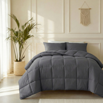 Sleeptime Wasbaar Lazy Dekbed Zonder Overtrek - Zonder Overtrek - Percale Katoen - Antraciet - Dekbed-Discounter.nl