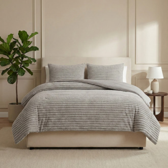 Sleeptime Wasbaar Lazy Dekbed Zonder Overtrek - Zonder Overtrek - Teddy Rib - Grijs - Dekbed-Discounter.nl