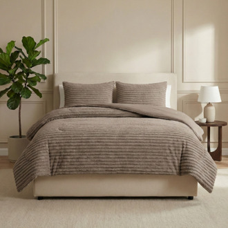 Sleeptime Wasbaar Lazy Dekbed Zonder Overtrek - Zonder Overtrek - Teddy Rib - Taupe - Dekbed-Discounter.nl