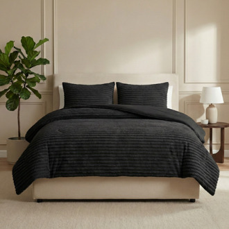 Sleeptime Wasbaar Lazy Dekbed Zonder Overtrek - Zonder Overtrek - Teddy Rib - Zwart - Dekbed-Discounter.nl