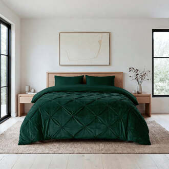 Sleeptime Wasbaar Lazy Dekbed Zonder Overtrek - Zonder Overtrek - Velvet Pintuck - Groen - Dekbed-Discounter.nl