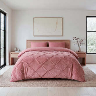 Sleeptime Wasbaar Lazy Dekbed Zonder Overtrek - Zonder Overtrek - Velvet Pintuck - Roze - Dekbed-Discounter.nl