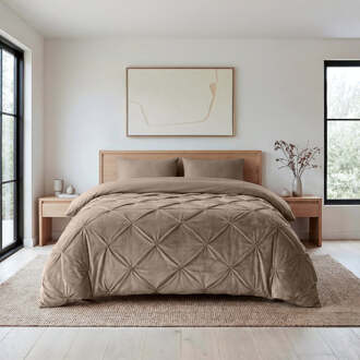 Sleeptime Wasbaar Lazy Dekbed Zonder Overtrek - Zonder Overtrek - Velvet Pintuck - Taupe - Dekbed-Discounter.nl