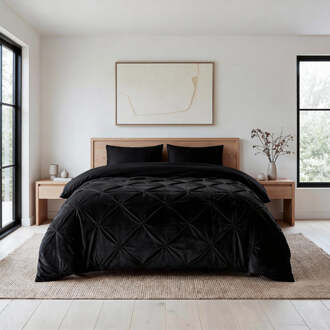 Sleeptime Wasbaar Lazy Dekbed Zonder Overtrek - Zonder Overtrek - Velvet Pintuck - Zwart - Dekbed-Discounter.nl