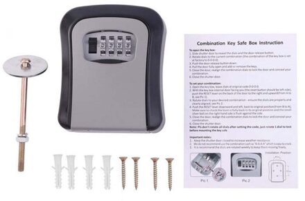 Sleutel Kluis Metalkey Lock Box Wandmontage Aluminium Weerbestendig 4 Digit Combinatie Sleutel Opslag Lock Box Keys doos