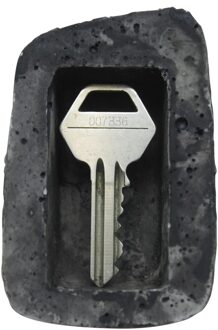 Sleutel opberg steen - grijs - polystone - 8 x 5 x 4 cm - nepsteen met geheim vakje voor buiten