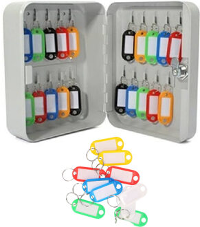 Sleutelbox/kastje met 10x stuks sleutellabels - Sleutelkluisjes Wit