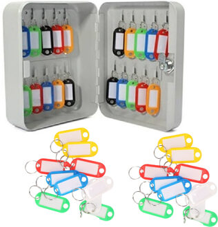 Sleutelbox/kastje met 20x stuks sleutellabels - Sleutelkluisjes Wit