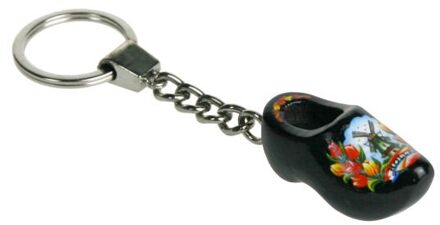 Sleutelhanger 1 klompje 4cm zwart