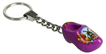 Sleutelhanger 1 klompje paars 4cm Paars - Lila