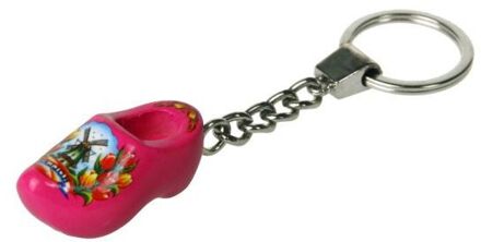 Sleutelhanger 1 klompje pink 4cm Roze