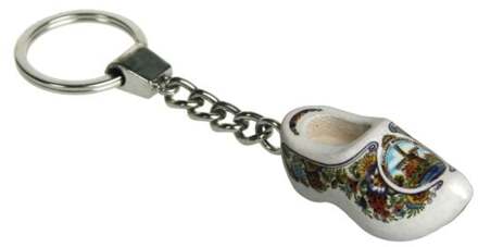 Sleutelhanger 1 klompje Poly molen 4 cm Wit - Transparant