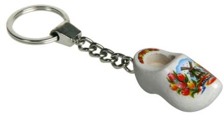 Sleutelhanger 1 klompje wit 4cm Wit - Transparant