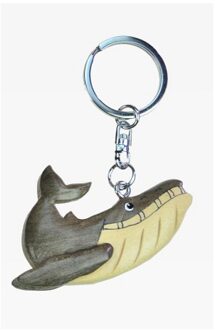 Sleutelhanger Bultrug walvis - naturel - 11 cm - hout - dierensleutelhanger - zeezoogdier