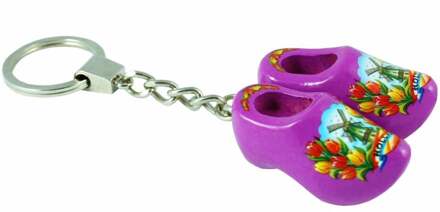 Sleutelhanger dubbel klompje paars Paars - Lila