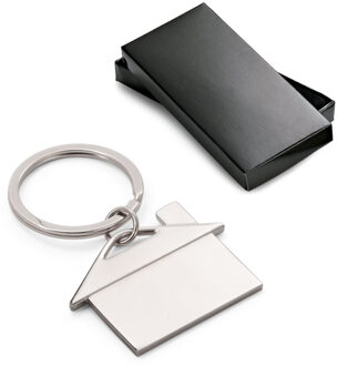 Sleutelhanger - huisje - aluminium - 5x3,5 cm - geschenkverpakking - housewarming cadeau Zilver