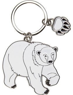 Sleutelhanger ijsbeer - metaal - 5 cm - dieren cadeau artikelen