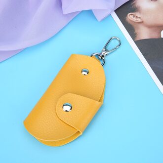 Sleutelhanger Key Holder Bag Case Draagbare Lederen Huishoudster Autosleutel Houders Unisex Wallet Cover Eenvoudige Effen Kleur Opbergtas geel