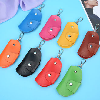 Sleutelhanger Key Holder Bag Case Draagbare Lederen Huishoudster Autosleutel Houders Unisex Wallet Cover Eenvoudige Effen Kleur Opbergtas leger groen