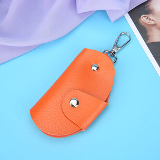 Sleutelhanger Key Holder Bag Case Draagbare Lederen Huishoudster Autosleutel Houders Unisex Wallet Cover Eenvoudige Effen Kleur Opbergtas Oranje