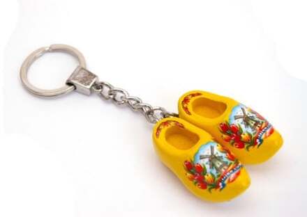 Sleutelhanger klompje dubbel geel Tulp Geel - Beige - Creme