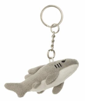 Sleutelhanger knuffel - witte Haai - 6 cm - dieren sleutelhangers Grijs