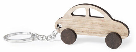 Sleutelhanger met auto - hout - 4x7 cm - autosleutel hanger