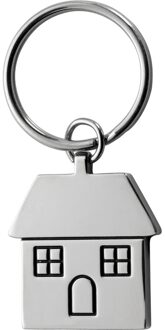 Sleutelhanger met huisje - 7 cm - RVS - nieuwe woning cadeau - huissluitels Zilver