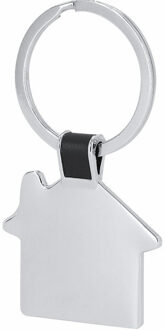 Sleutelhanger met klein huisje - zilver - metaal - 3.5 x 3 cm - eigen huis/nieuw huis
