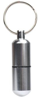 Sleutelhanger met pillenkoker voor onderweg 25 x 85 mm - Pillendoosjes Zilverkleurig