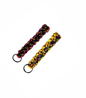 Sleutelhanger met ring, kort (neon) en sterk gevlochten