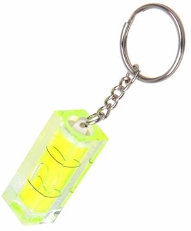 Sleutelhanger met waterpas - 4 cm - geel - echt werkend