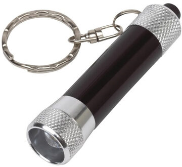 Sleutelhanger met zaklampje - zwart - 7 cm - mini zaklamp - uitdeel cadeautjes