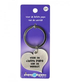 sleutelhanger Papa hart 10 x 4 cm ijzer zilver