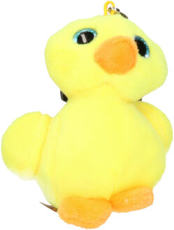 Sleutelhanger Pulletje - 9 cm - geel - baby eend - kuikentje - knuffel