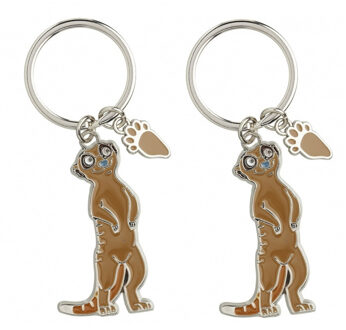 Sleutelhanger stokstaartje - 2x - metaal - 5 cm - cadeau artikelen