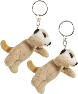 sleutelhanger Stokstaartje - 4x - 6 cm - pluche - knuffel sleutelhangers