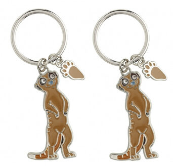 Sleutelhanger stokstaartje - 4x - metaal - 5 cm - cadeau artikelen