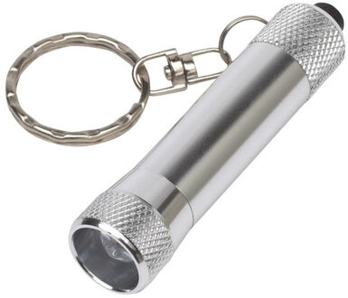 Sleutelhangers met kleine zaklamp - 12x stuks - zilver - Uitdeel speelgoed cadeautjes - mini zaklamp