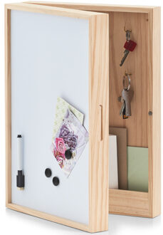Sleutelkastje - bruin/wit - magnetisch memobord - 30 x 42 cm