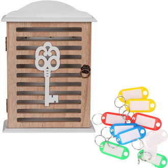 Sleutelkastje - inclusief 10x sleutellabels - landelijk - 19 x 28 cm