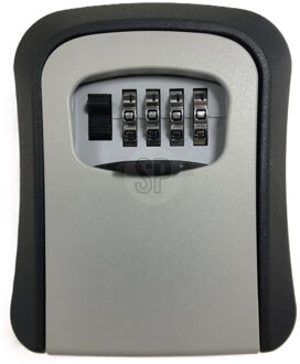 Sleutelkluis met cijferslot - zwart - aluminium - muur montage incl. schroeven- 12 x 9 x 4 cm