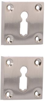 Sleutelplaat Vierkant China Mat Nikkel 2 Stuks